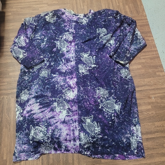 Ok Mike Women FIsh Print Pattern Longsleeves Long Rayon coat Cardigan - Picture 6 of 13